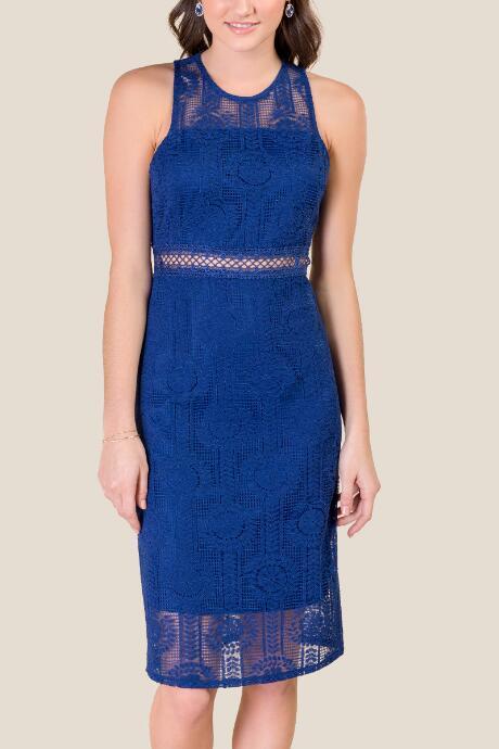 Francesca's Maxine Illusion Waist Dress - Navy
