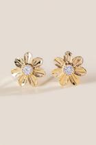 Francesca's Meredith Crystal Flower Stud Earrings - Gold