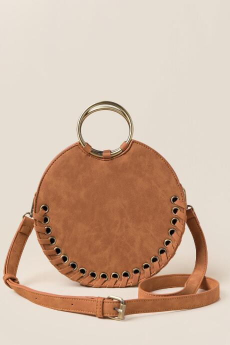 Francesca's Lola Round Ring Crossbody - Brown