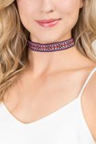 Francesca's Liberty Embroidered Choker - Coral