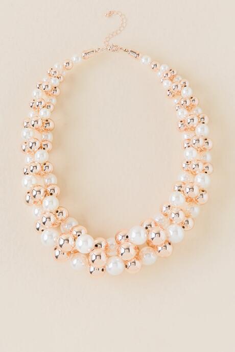 Francesca Inchess Kyra Rose Gold Pearl Statement Necklace - Pearl