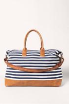 Francesca's Brenda Striped Weekender In Navy - Navy