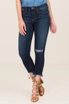 Harper Mid Rise Shark Bite Hem Jeans - Dark