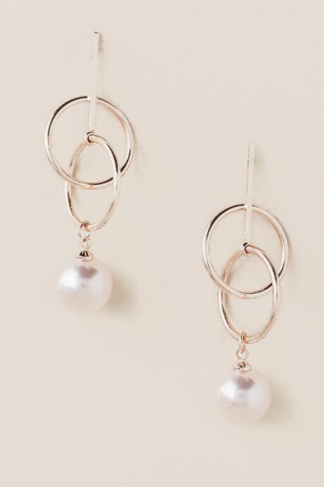 Francesca's Isabel Pearl Circle Drop Earring In Rose Gold - Rose/gold