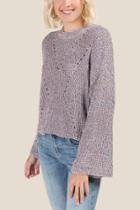 Francesca's Paige Pointelle Bell Sleeve Sweater - Multi