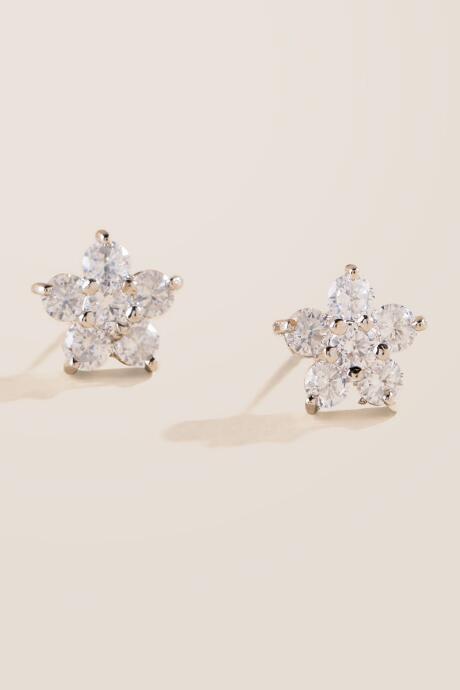 Francesca's Lola Floral Stud Earrings - Crystal