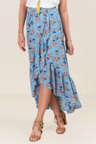Francesca's Tally Ruffle Hem Wrap Skirt - Oxford Blue