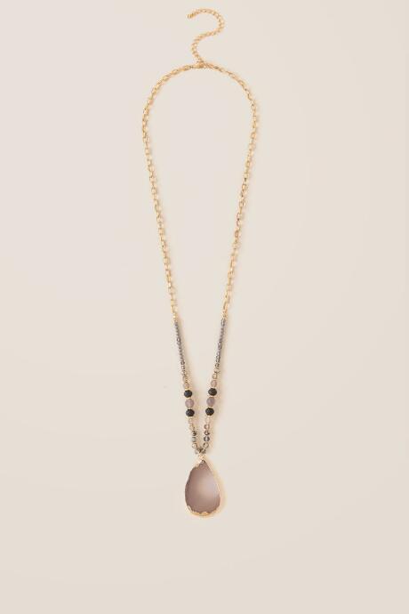 Francesca Inchess Avalyn Agate Beaded Pendant - Gray