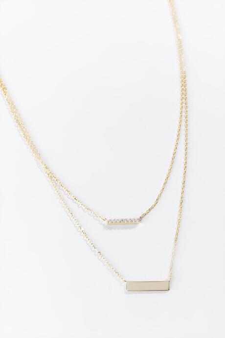 Francesca's Avery Cz Bar Layered Necklace - Gold