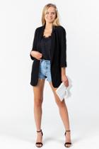 Francesca's Caden Crepe Blazer - Black
