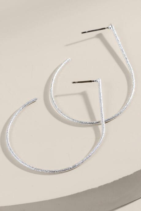 Francesca's Nadia Sandblasted Open Hoop Earrings - Silver