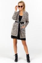 Francesca's Brett Animal Print Cardigan - Taupe
