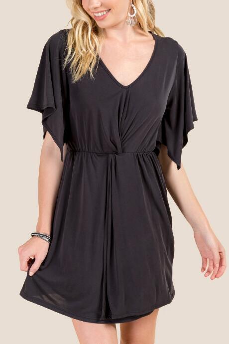 Francesca's Danielle V Neck Knit Dress - Black