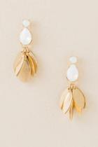 Francesca's Calina Leaf Drop Earring - White