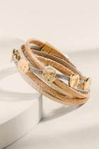 Francesca's Cecilia Metallic Multi Strand Bracelet - Beige