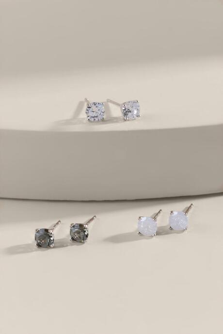 Francesca's Kyla Cz Stud Earring Set - Black