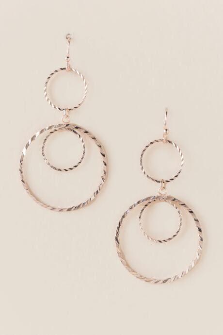 Francesca's Braelyn Double Circle Drop Earring In Rose Gold - Rose/gold