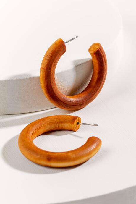 Francesca's Alora Wood Hoops - Brown