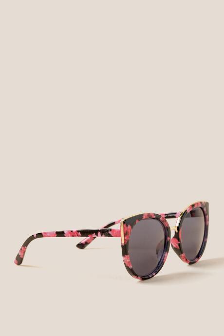 Francesca's Ruby Floral Sunglasses - Black