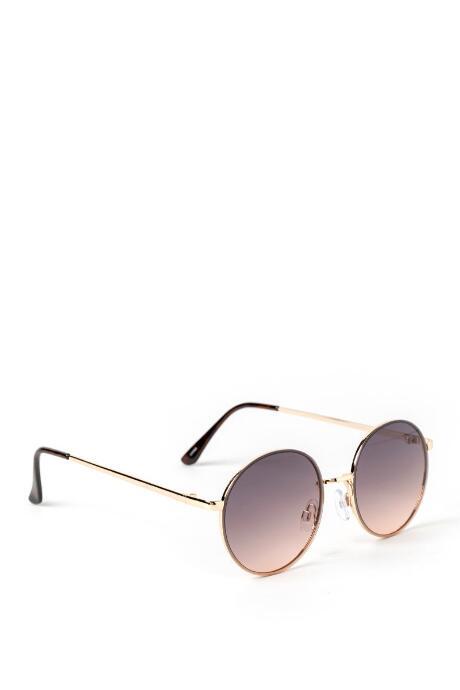 Francesca's Amy Ombre Round Sunglasses - Brown