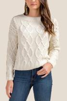 Francesca's Makenna Cable Knit Cropped Sweater - Ivory