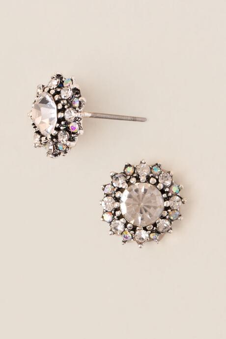 Francesca's Millie Cubic Zirconia Flower Stud Earring In Crystal - Crystal
