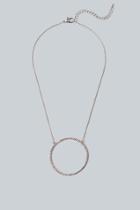 Francesca's Mona Open Pave Circle Pendant Necklace - Rose/gold