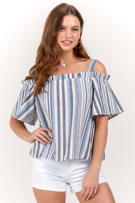Francesca's Alejandra Dropped Shoulder Top - Blue