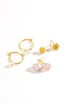 Francesca's Libby Huggie & Stud Earring Set - Pale Pink