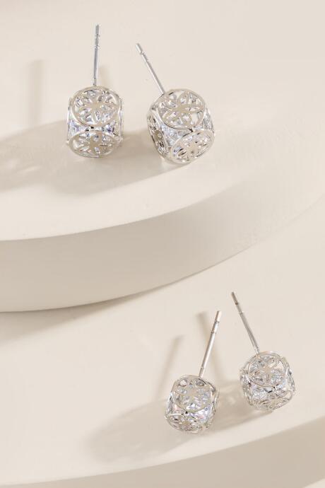 Francesca's Cecelia Crystal Stud Set - Silver