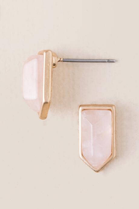 Francesca's Marissa Chevron Stone Stud - Pale Pink