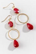 Francesca's Janiyah Stone Circle Drop Earrings - Red