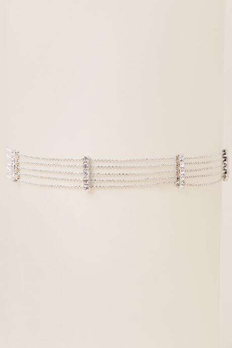Francesca's Arianna Chain Row Crystal Bar Choker - Silver