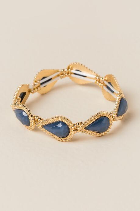 Francesca's Chantel Teardrop Stretch Bracelet In Navy - Navy