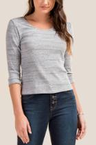 Francesca Inchess Heather Basic Scoop Neck Ribbed Top - Heather Gray