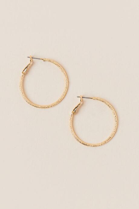 Francesca's Helen Sparkle Cut Hoop Earring - Gold