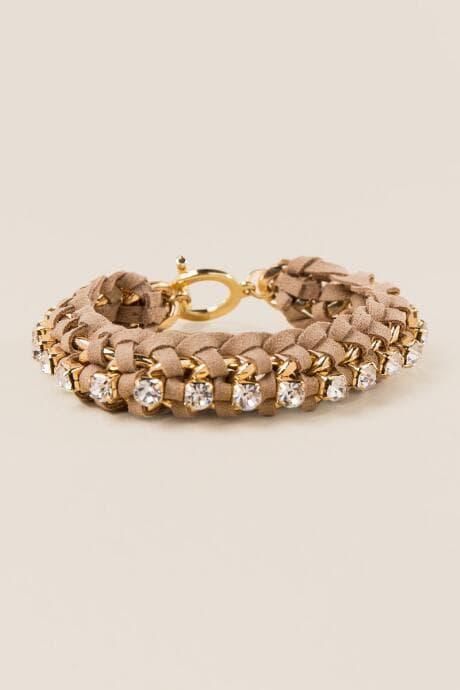 Francesca's Ida Suede Braided Chain Bracelet - Taupe