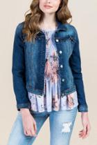 Francesca's Jan Ruffle Trim Denim Jacket