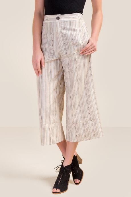 Francesca's Amil Striped Culottes Pants - Sand