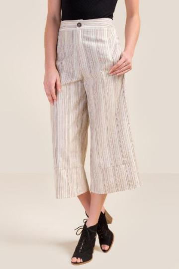 Francesca's Amil Striped Culottes Pants - Sand