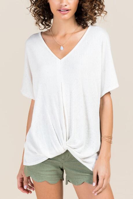 Francesca Inchess Nina Confetti Knit Twist Tee - Ivory