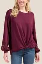 Francesca Inchess Sia Lace Sleeve Sweatshirt - Purple