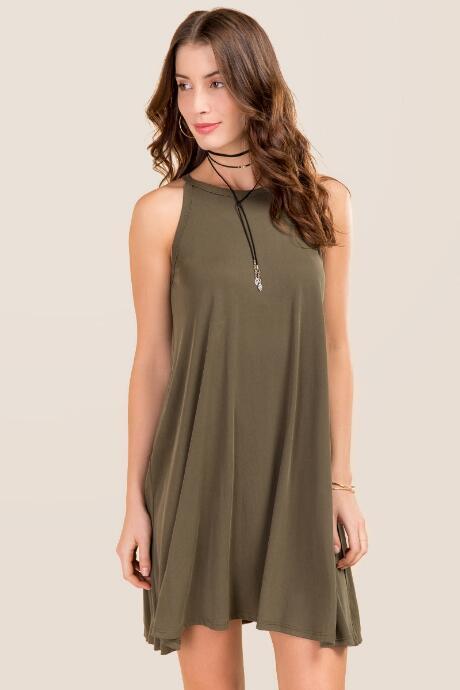 Alya Natassia Cupro Tank Dress - Dark Olive