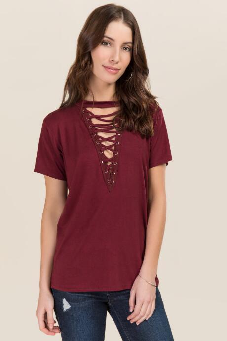 Alya Arin Extreme Lattice Knit Top - Wine