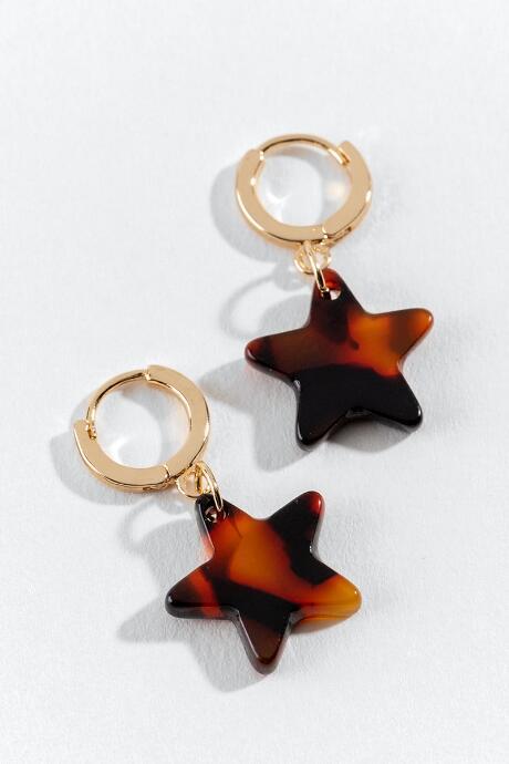 Francesca's Penny Star Huggie Hoops - Tortoise