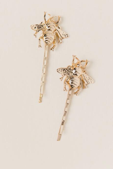 Francesca's Leilah Bee Bobby Pins - Gold
