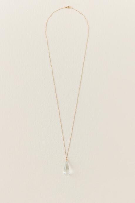 Francesca's Rosely Glass Teardrop Pendant Necklace - Clear