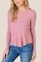 Francesca's Ravenna Waffle Knit Top - Rose