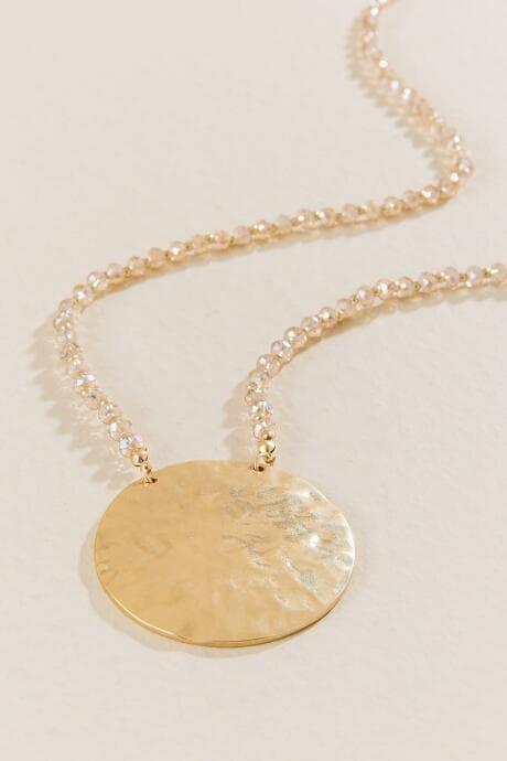 Francesca's Ximena Glass Beaded Pendant - Crisp Champagne