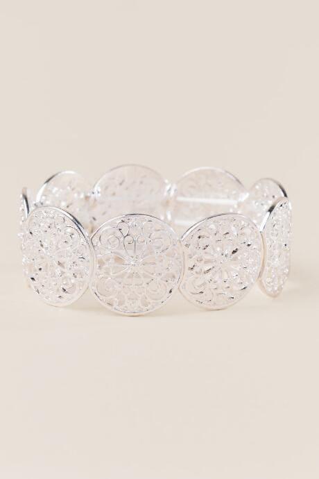 Francesca's Mariam Filigree Stretch Bracelet In Silver - Silver